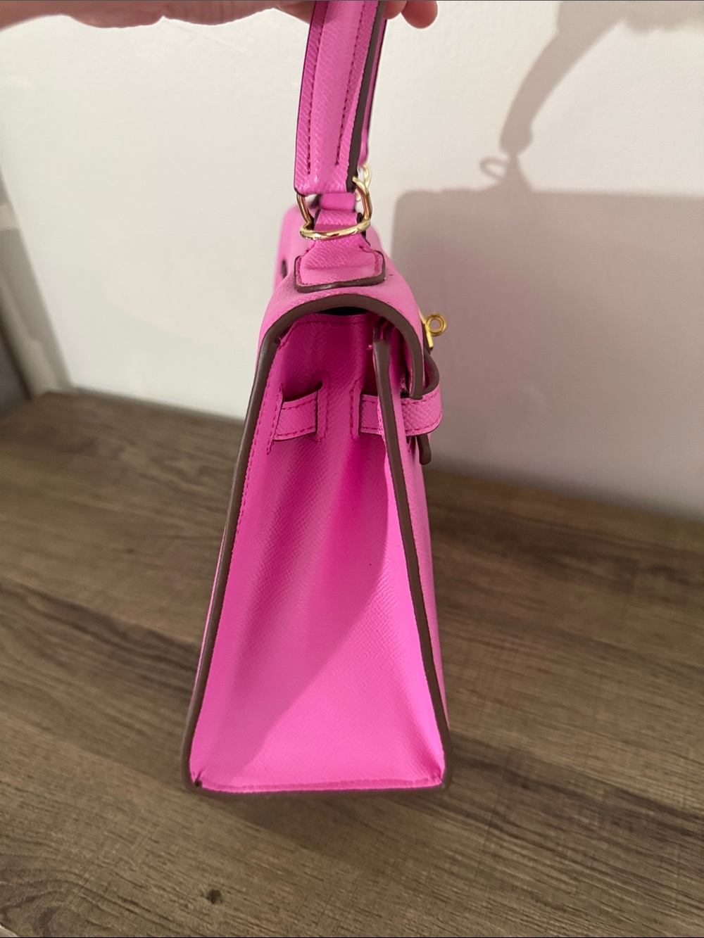 Pink Top-Handle Women’s Handbag with Gold Hardware - Picture 7 of 9